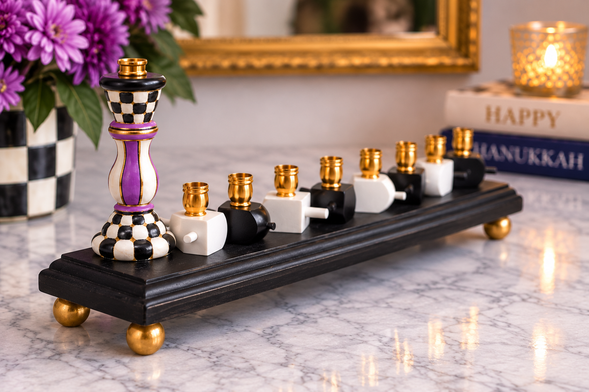 Tzipporah — Hand-Painted Dreidel Menorah
