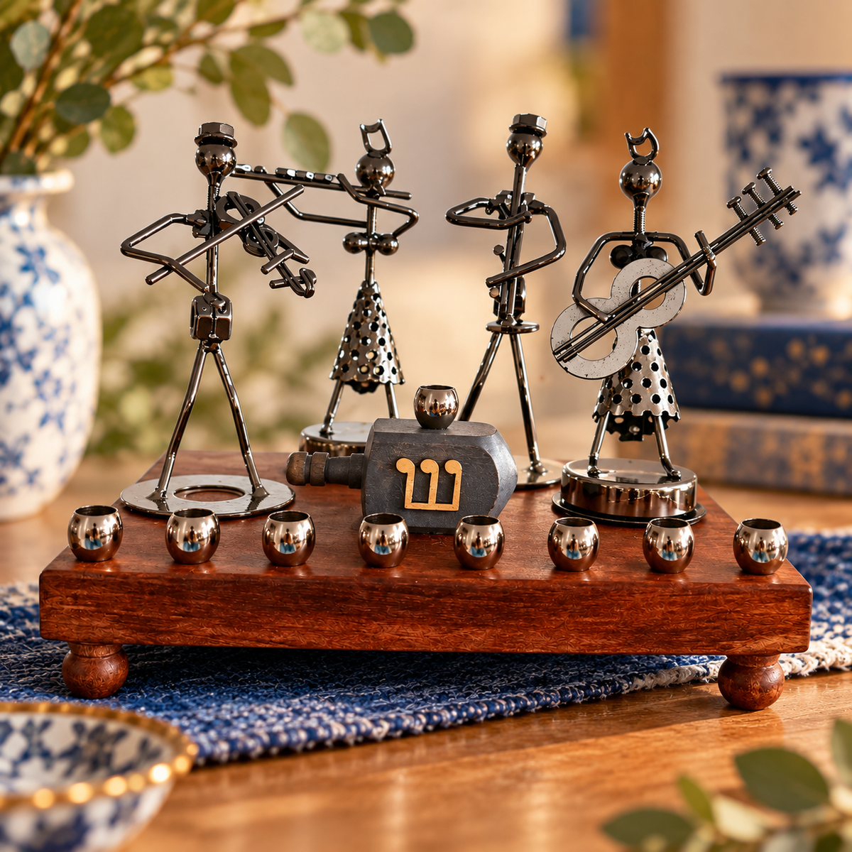 Hanukkah Quartet Menorah | One-of-a-Kind Iron Art Menorah