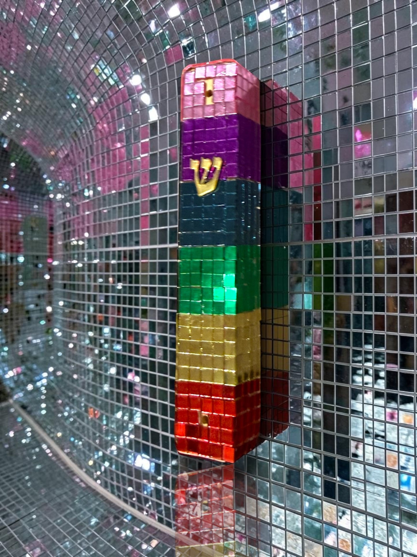 Disco Mirrored Mezuzah Case- Multiple Colors Available