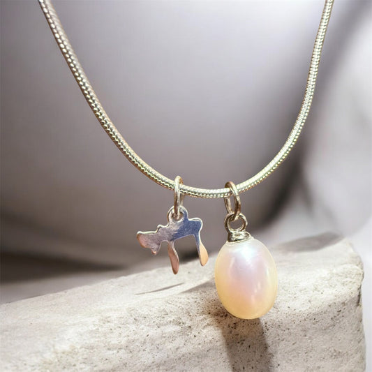 Sterling Silver Chai & Freshwater Pearl Charm Necklace