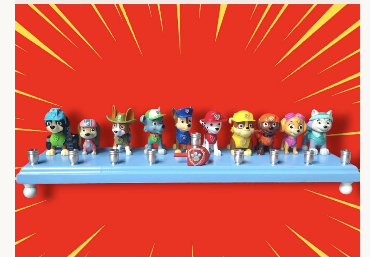 Paw Patrol Full Patrol Menorah – Large Handmade Hanukkah Menorah