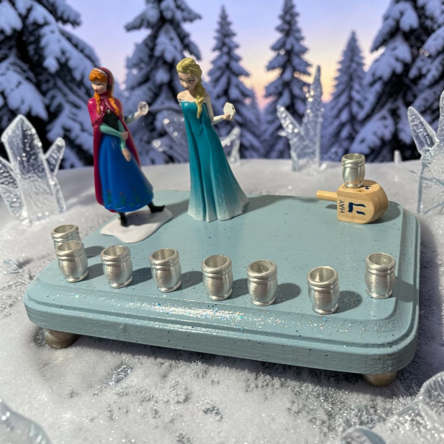 Princess Menorah Classic Disney Judaica Hannukah Frozen Anna Elsa