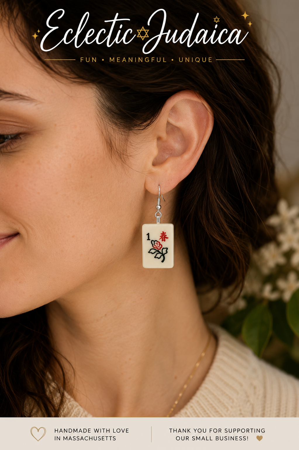 Genuine Mah Jong Tile Earrings | Mahjong Jewelry