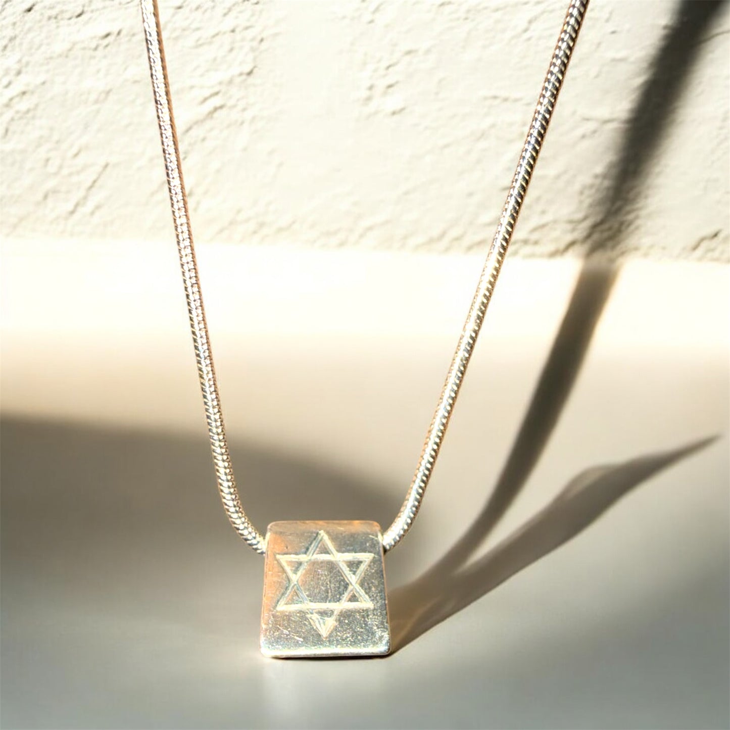 Vintage Sterling Silver Star of David Chai & Heart bead charm necklace