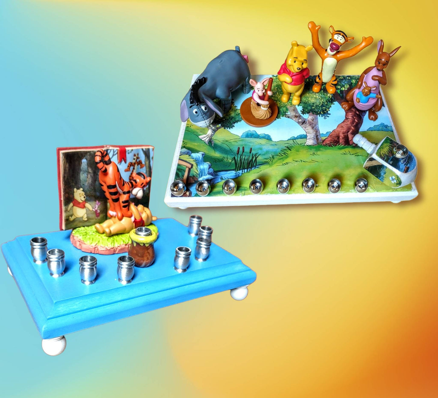 Winnie the Pooh Menorah Classic Disney Judaica Hanukkiah Repurposed tigger piglet eeyore kanga roo