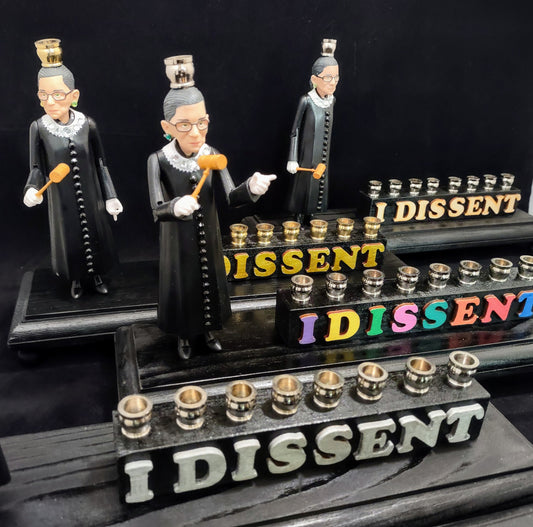 I Dissent Ruth Bader Ginsburg Hanukah Menorah Candle Holder Judaica RBG Jewish Gift