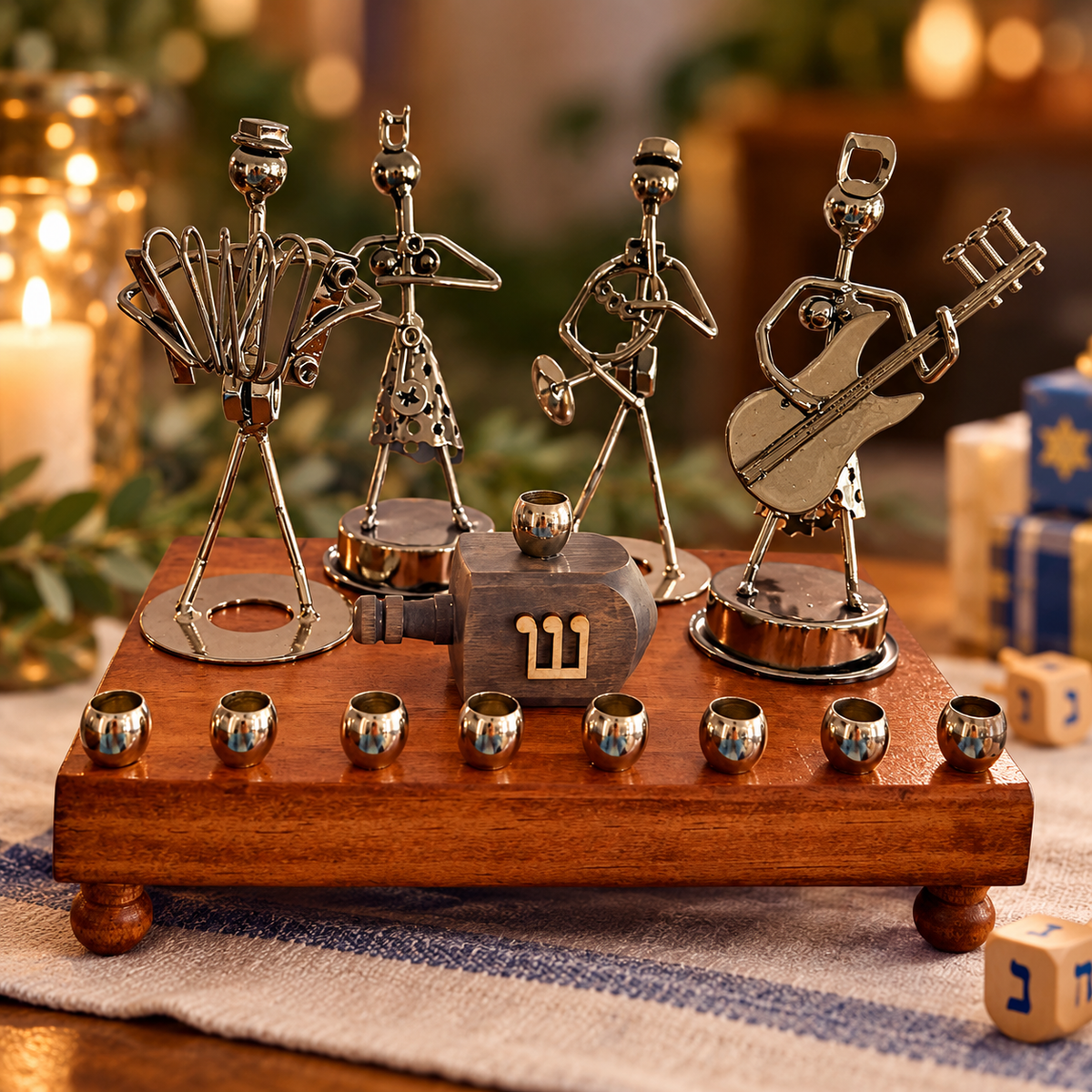 Hanukkah Quartet Menorah | One-of-a-Kind Iron Art Menorah