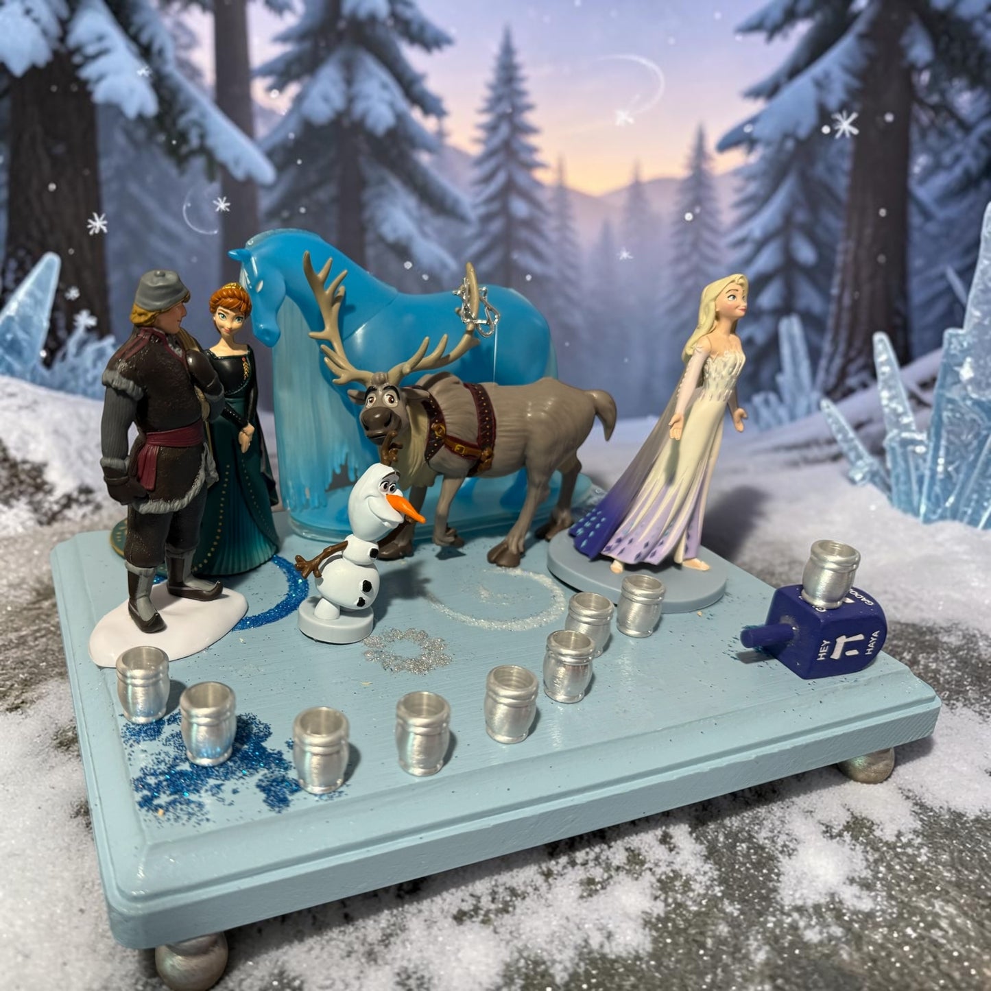 Frozen Menorah Princess Menorah Classic Disney Judaica Hanukkiah Anna and Elsa