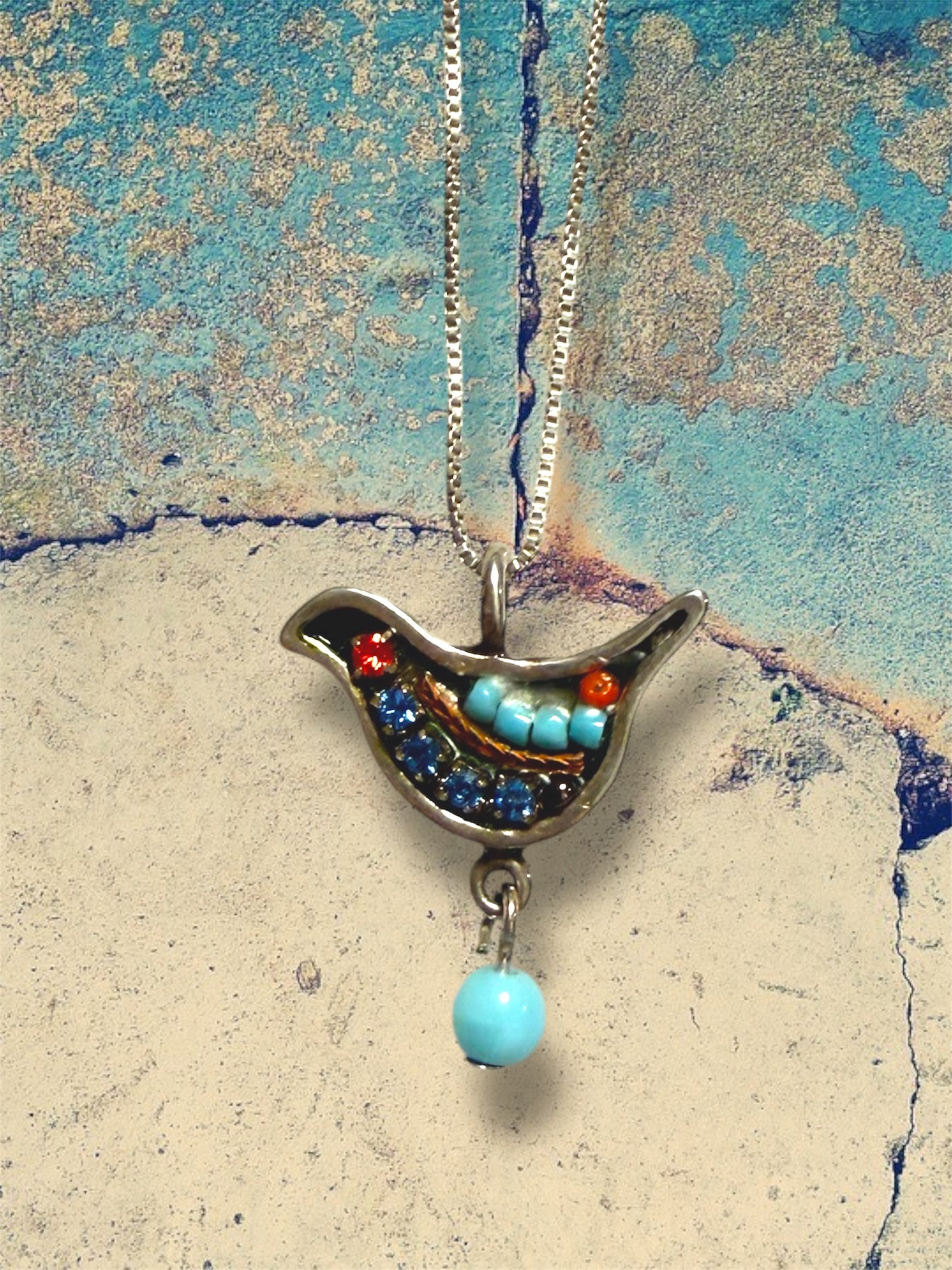 Vintage Adaya Mosaic Dove Necklace