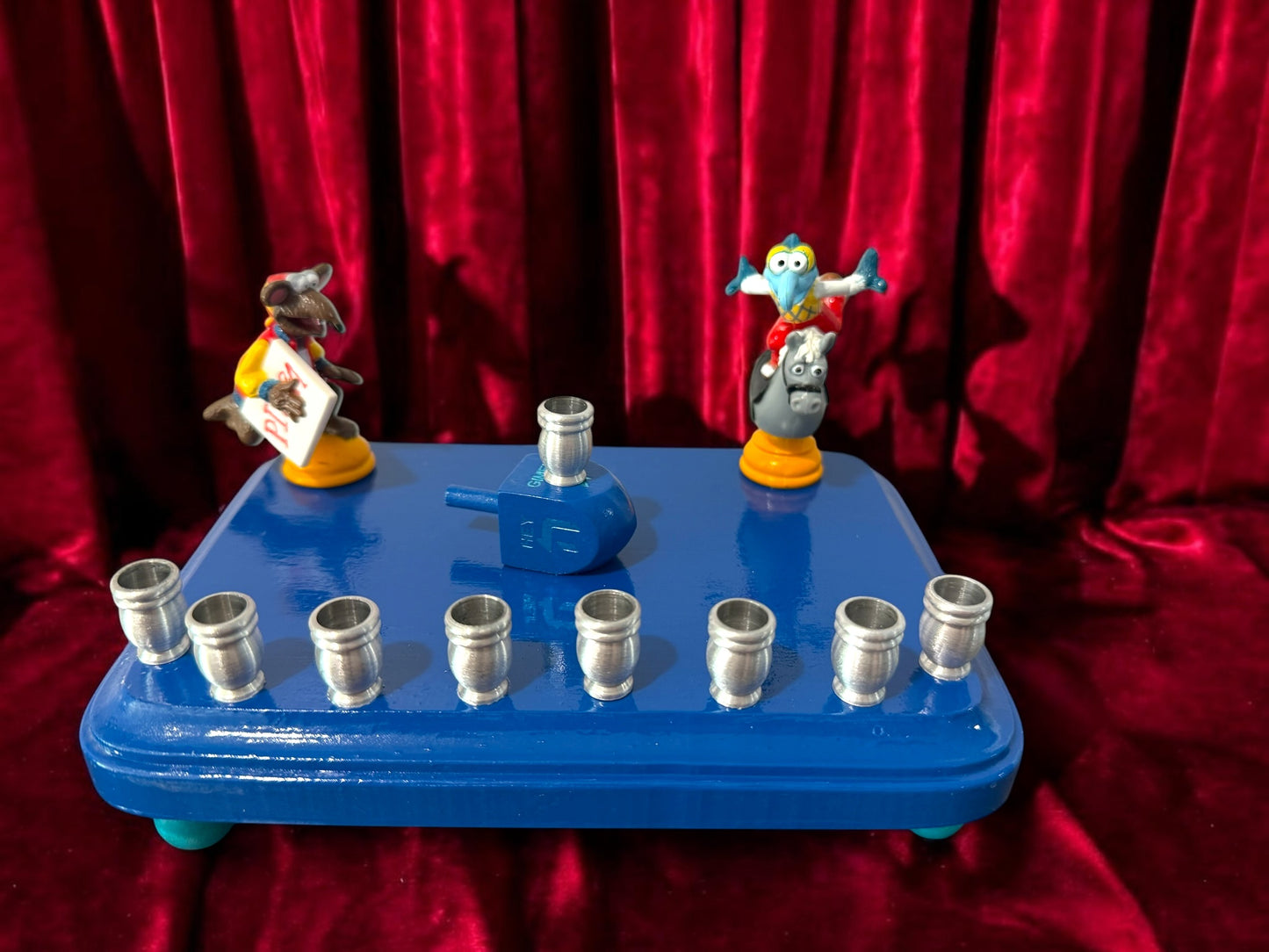 Collectors Muppets Gonzo and Ralph Vintage Repurposed Figures Menorah Hanukah Chanukah judaica
