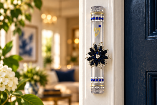 Midnight Bloom Jeweled Mezuzah Case