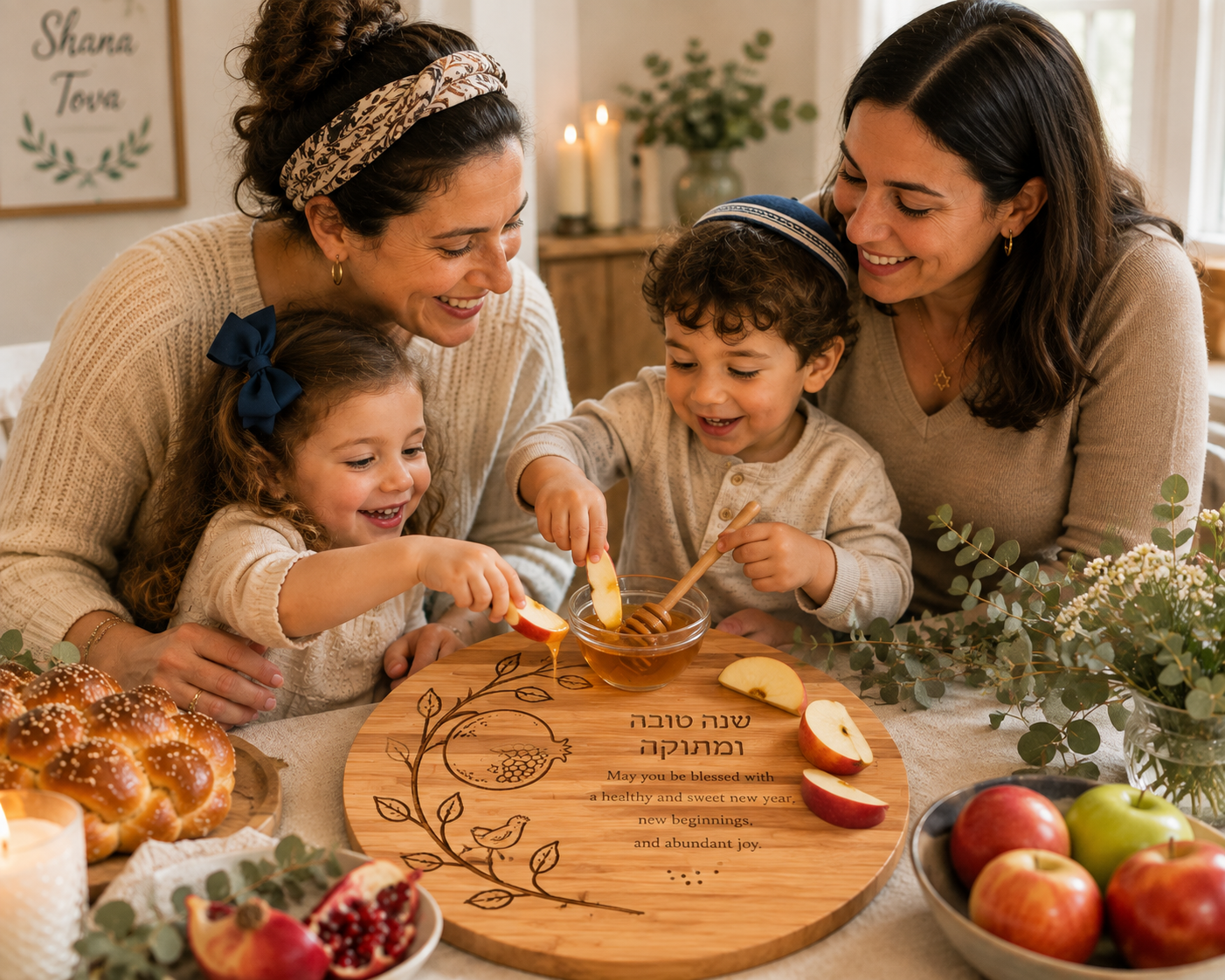 Shana Tova Rosh Hashanah Challah & Honey Board