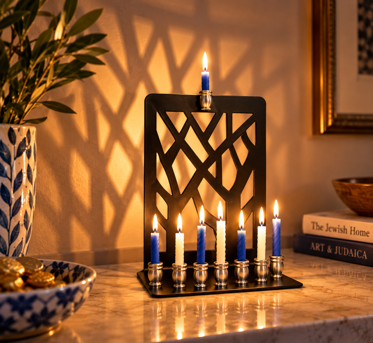 Branches of Light Menorah – One-of-a-Kind Repurposed Metal Hanukkiah
