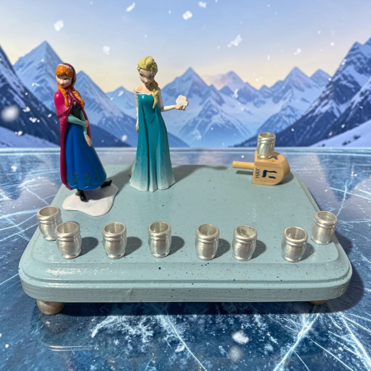 Princess Menorah Classic Disney Judaica Hannukah Frozen Anna Elsa