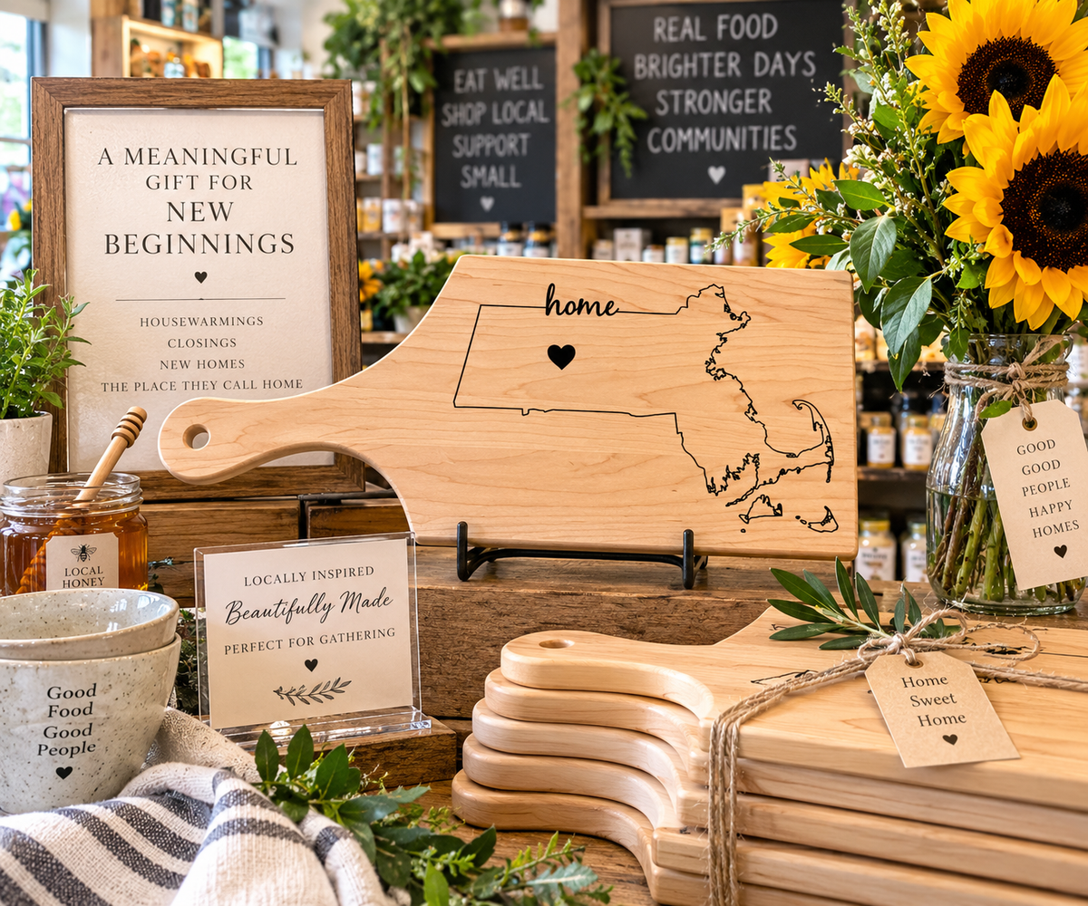 Massachusetts Home Engraved Hard Maple Serving & Cutting Board