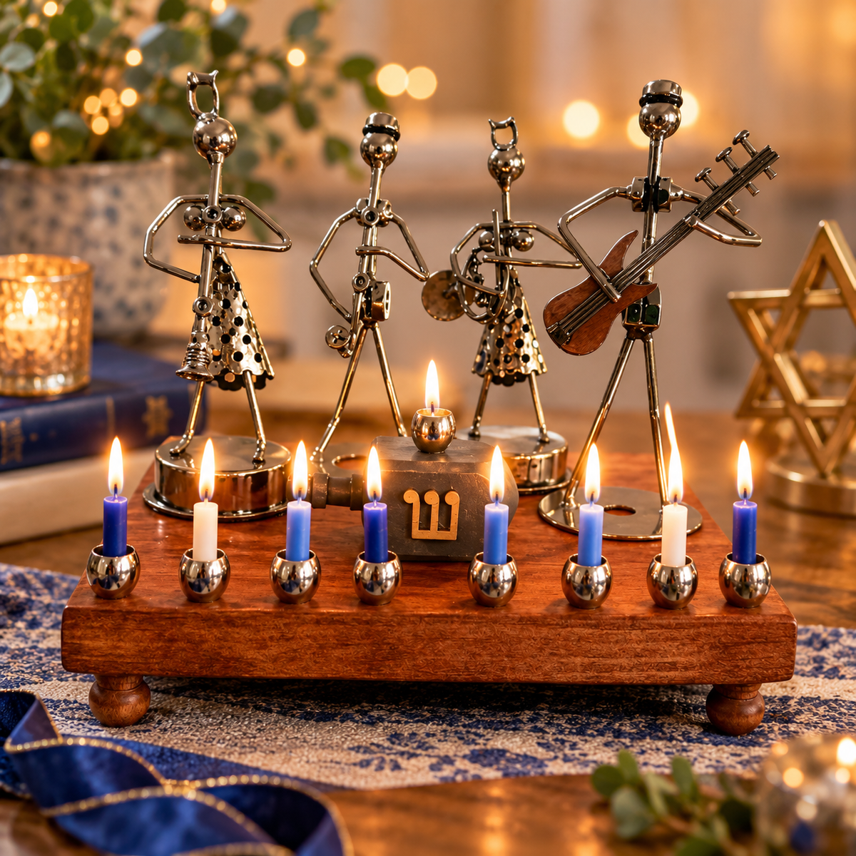 Hanukkah Quartet Menorah | One-of-a-Kind Iron Art Menorah