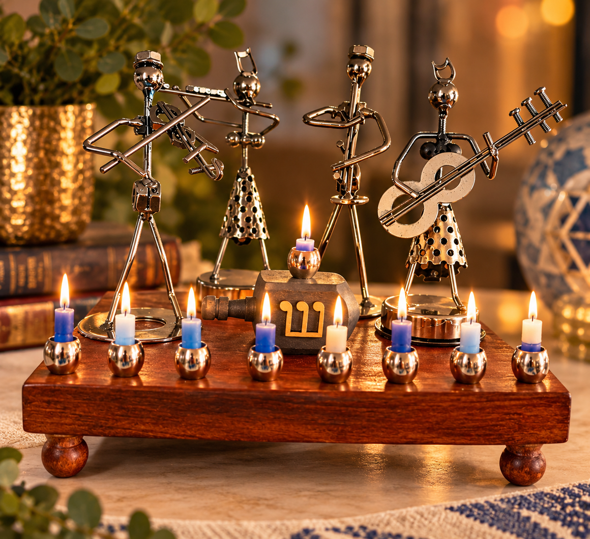 Hanukkah Quartet Menorah | One-of-a-Kind Iron Art Menorah