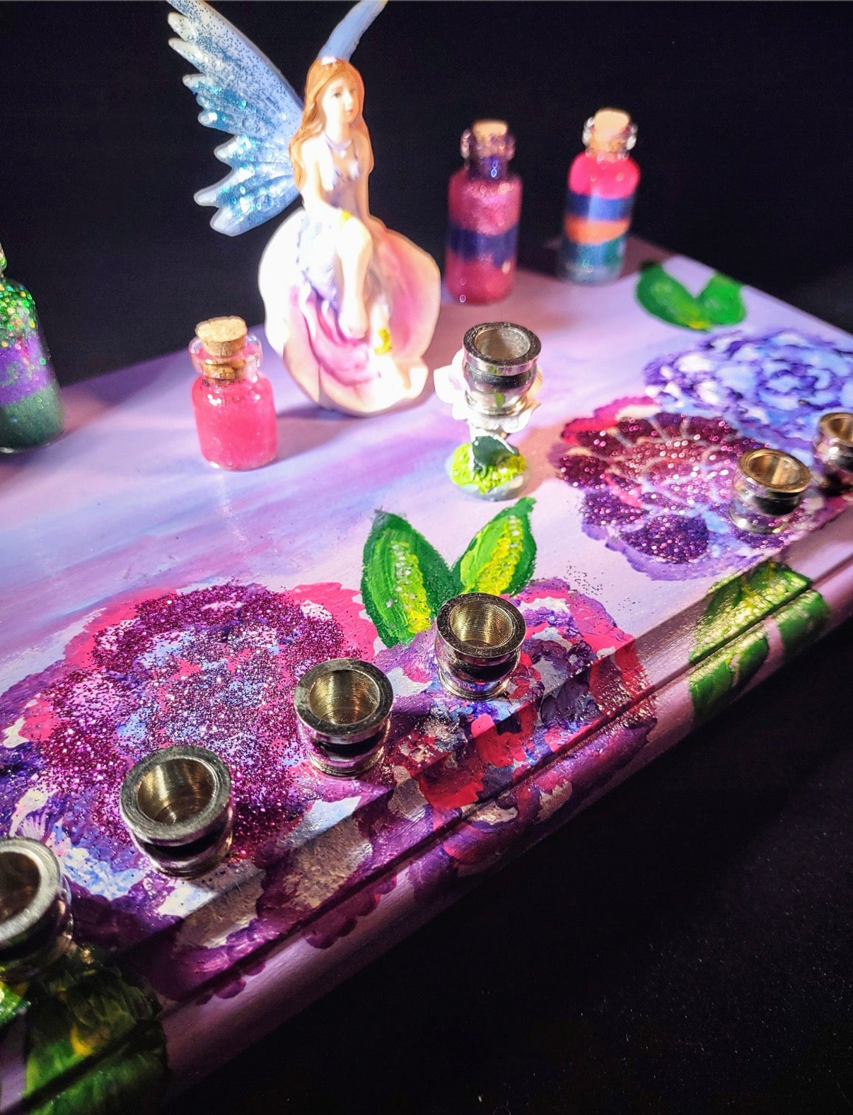 Fairy flower Menorah whimsical Judaica Jewish Hanukah gift