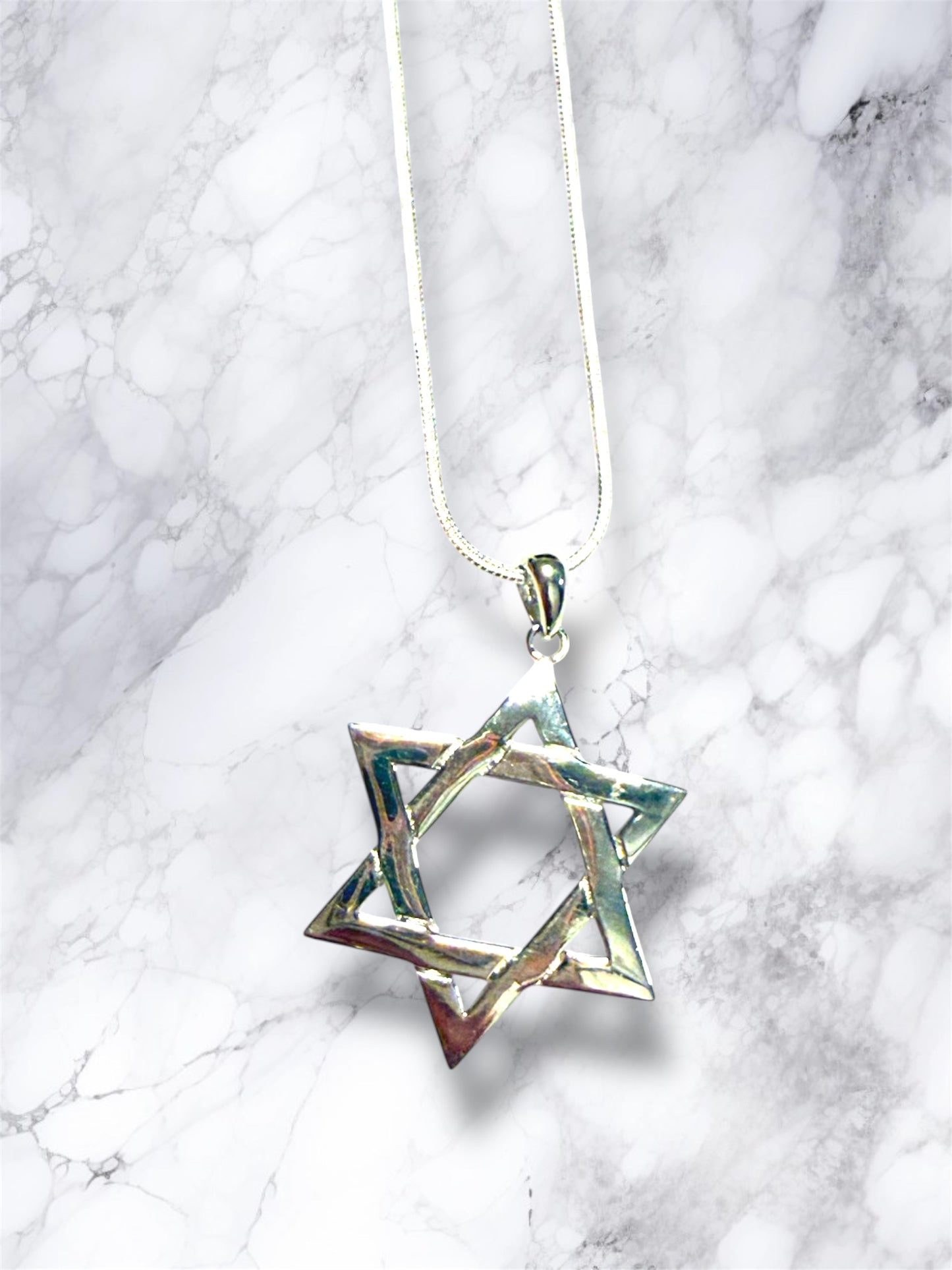 Sterling Silver Woven Jewish Star Magen David necklace