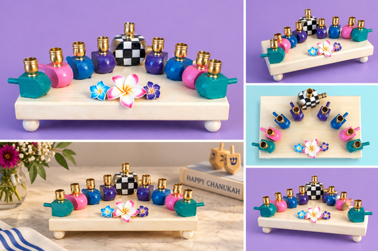 The Abigail Menorah

Hand-Painted Colorful Dreidel & Floral Menorah