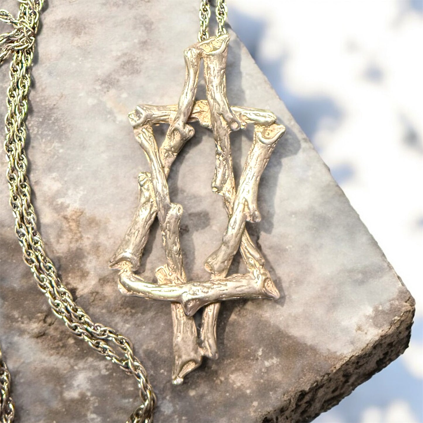 Vintage Sterling Silver Star of David pendant necklace