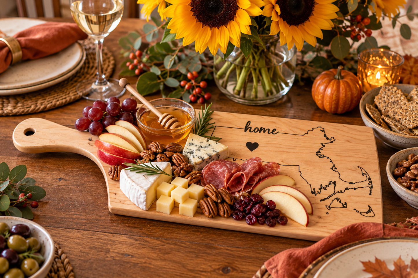 Massachusetts Home Engraved Hard Maple Serving & Cutting Board