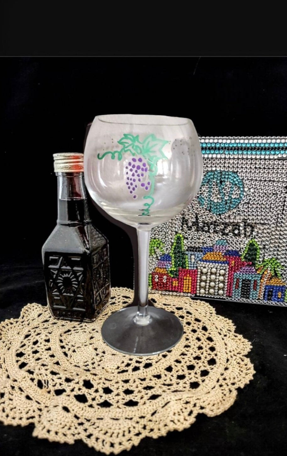 Handpainted Set of Miriam, Elijah & Kiddush Cups Passover Seder Glassware