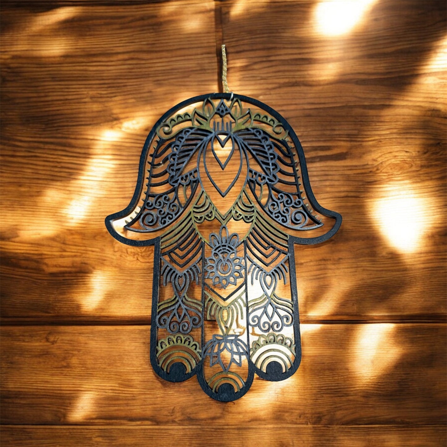 Hand-Painted Wood Hamsa