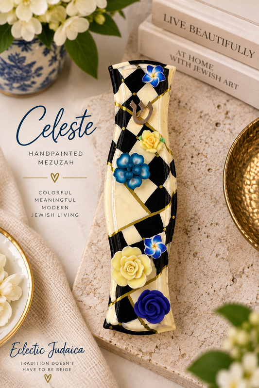 Simone & Celeste Hand-Painted Floral Mezuzahs