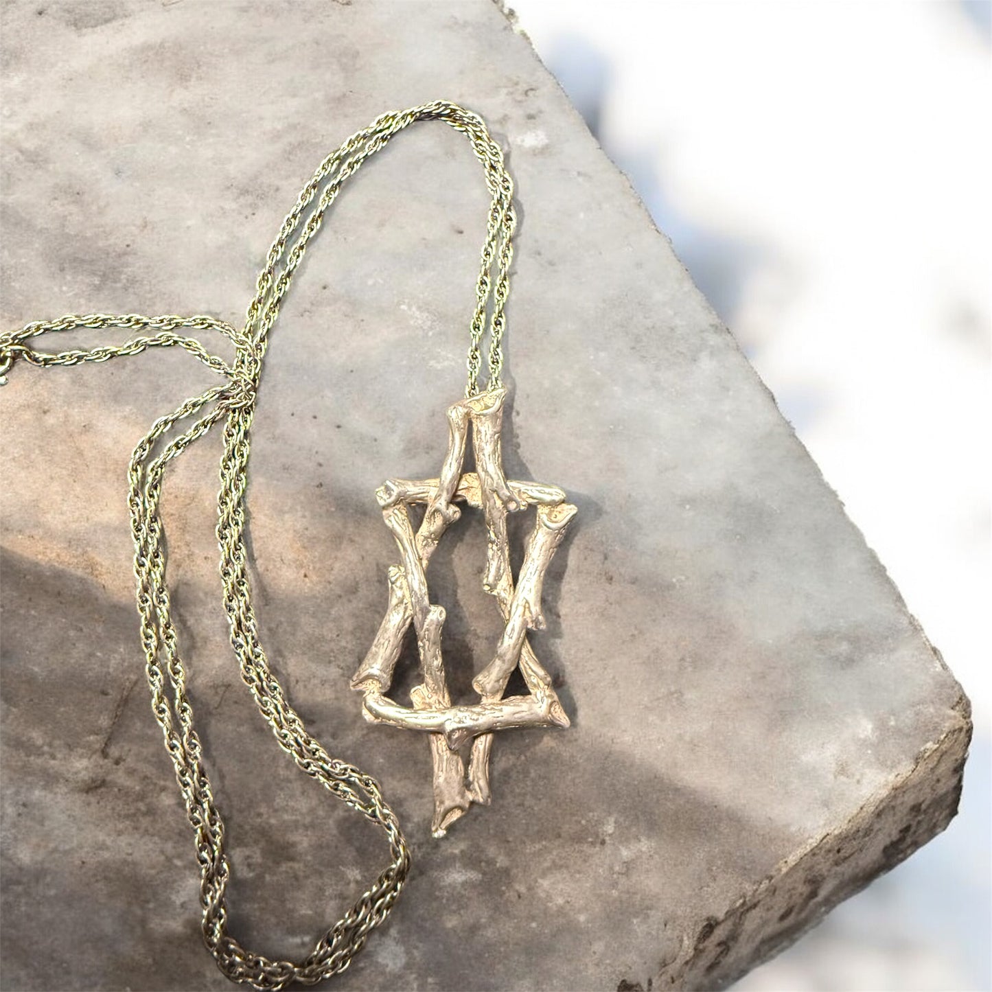 Vintage Sterling Silver Star of David pendant necklace