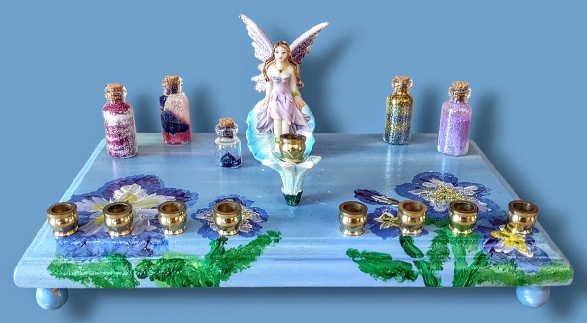 Fairy flower Menorah whimsical Judaica Jewish Hanukah gift