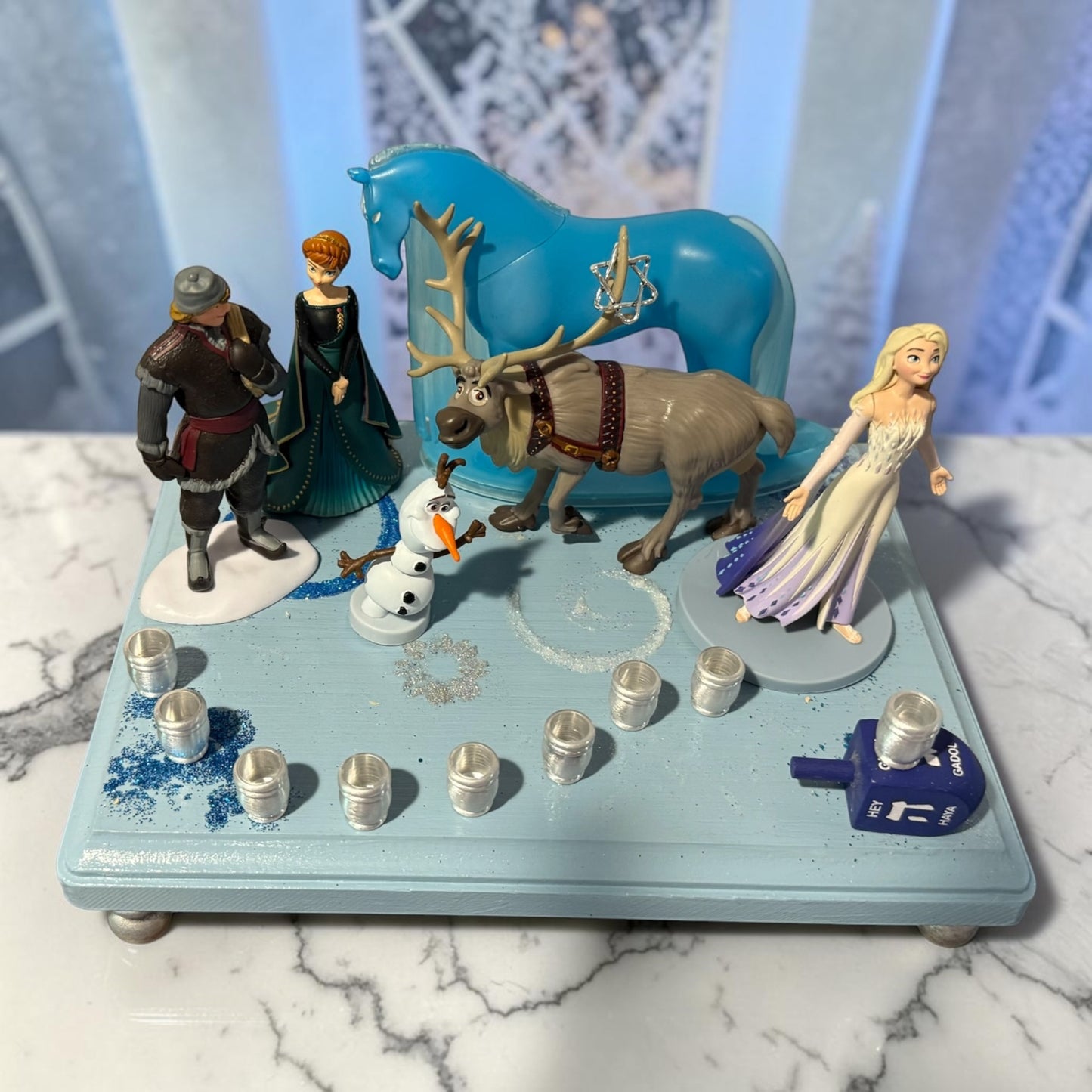 Frozen Menorah Princess Menorah Classic Disney Judaica Hanukkiah Anna and Elsa