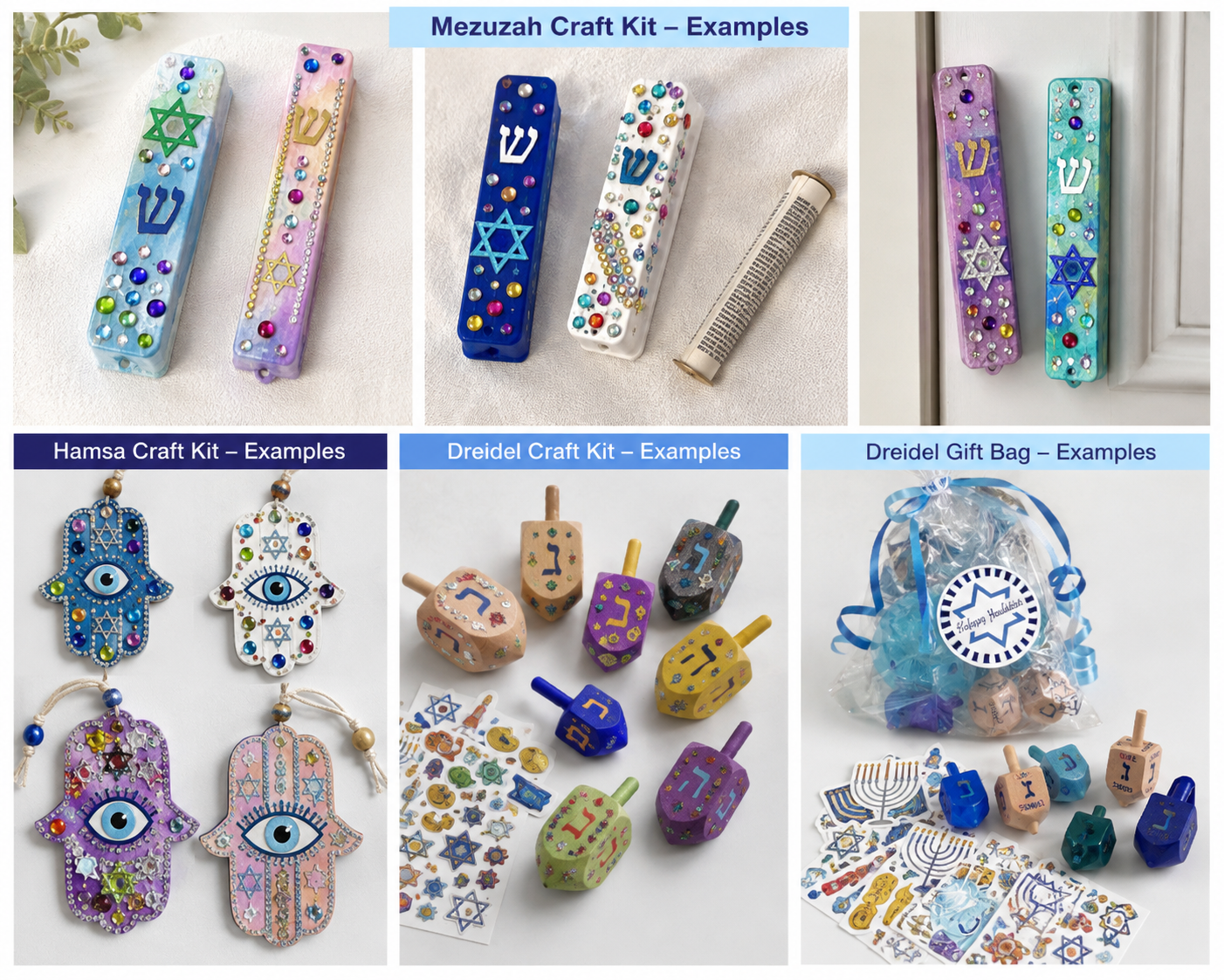 Hanukkah Dreidel Gift Bag – Sensory Squishy Dreidel, Wooden & Plastic Dreidels + Stickers | Chanukah Kids Gift
