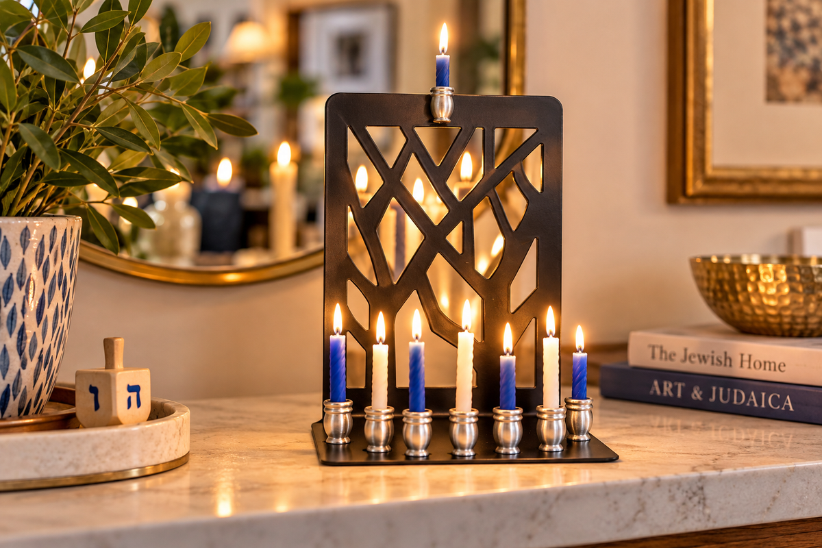 Branches of Light Menorah – One-of-a-Kind Repurposed Metal Hanukkiah