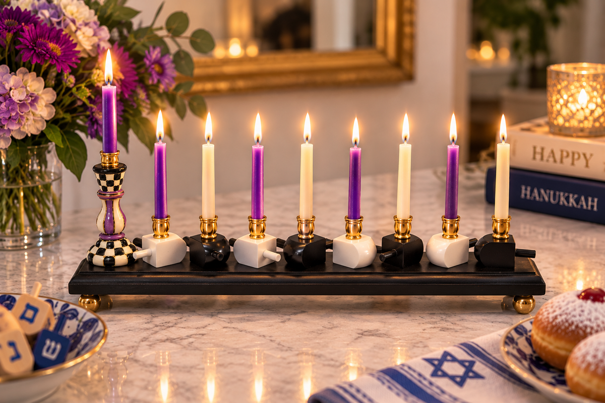 Tzipporah — Hand-Painted Dreidel Menorah