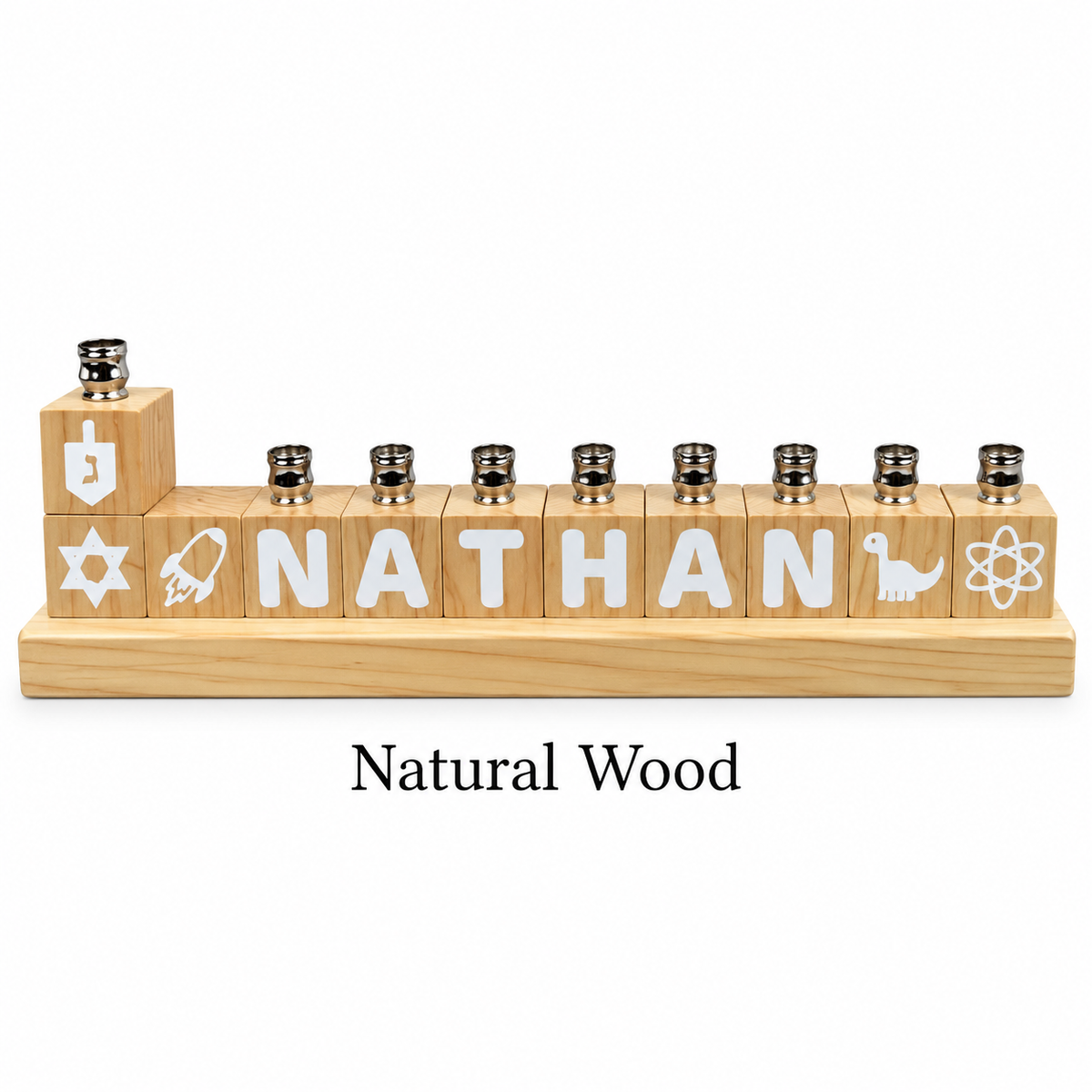 Personalized Name Block Menorah- Modern Design