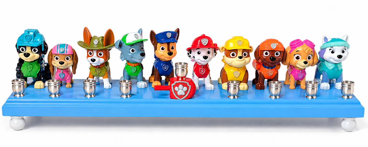 Paw Patrol Full Patrol Menorah – Large Handmade Hanukkah Menorah