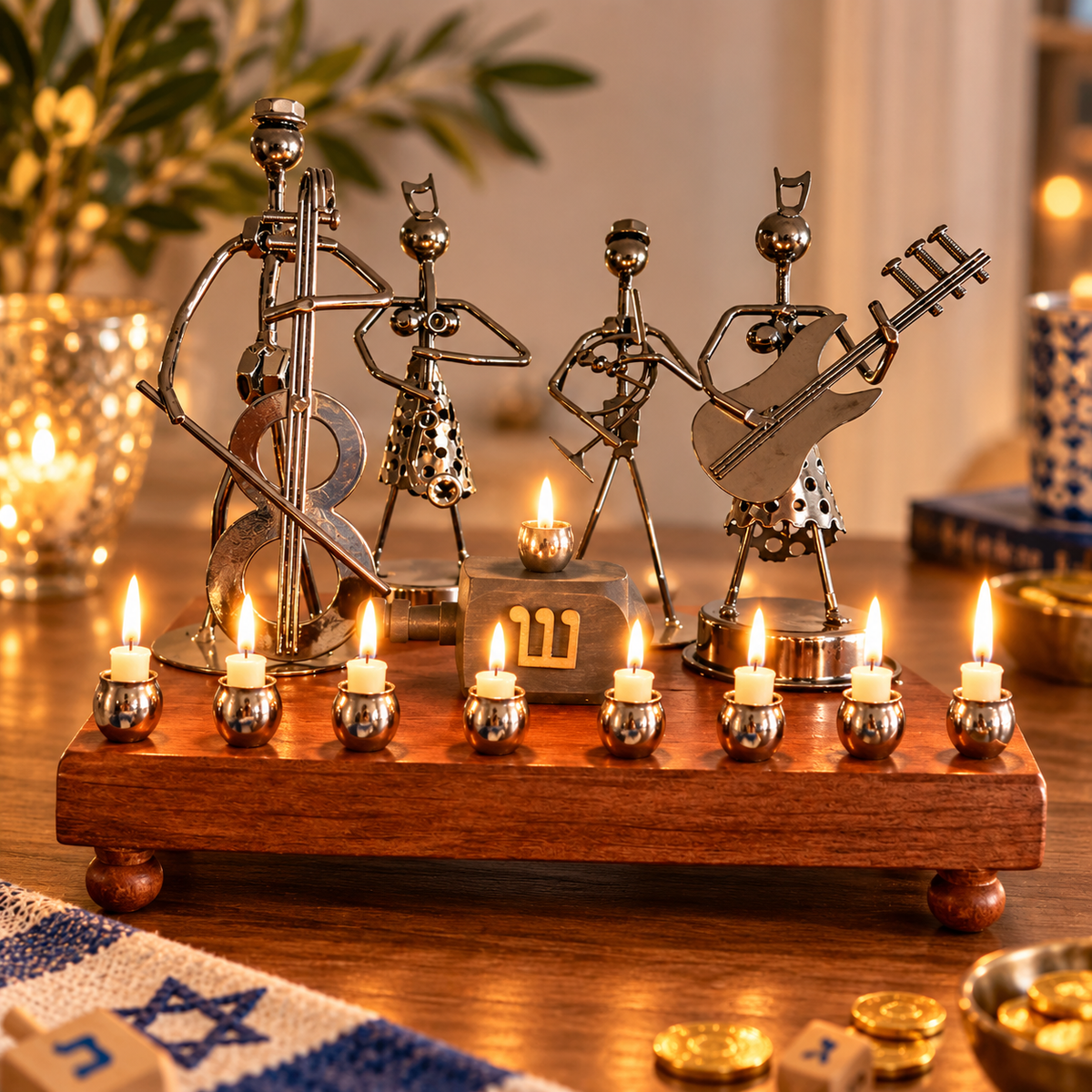 Hanukkah Quartet Menorah | One-of-a-Kind Iron Art Menorah