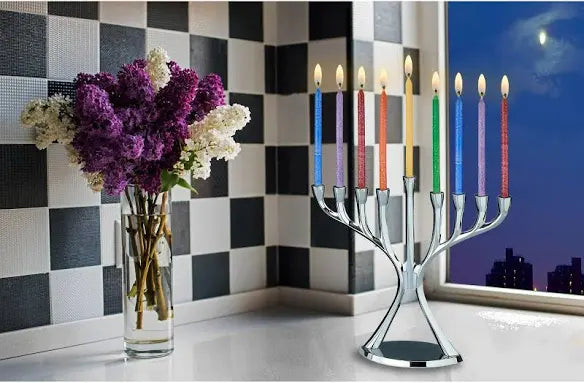 Rainbow Chanukah Candles