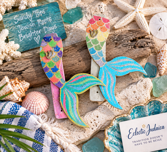 Mermaid Tails Mezuzah Case| Colorful Wooden Mermaid Mezuzah Case