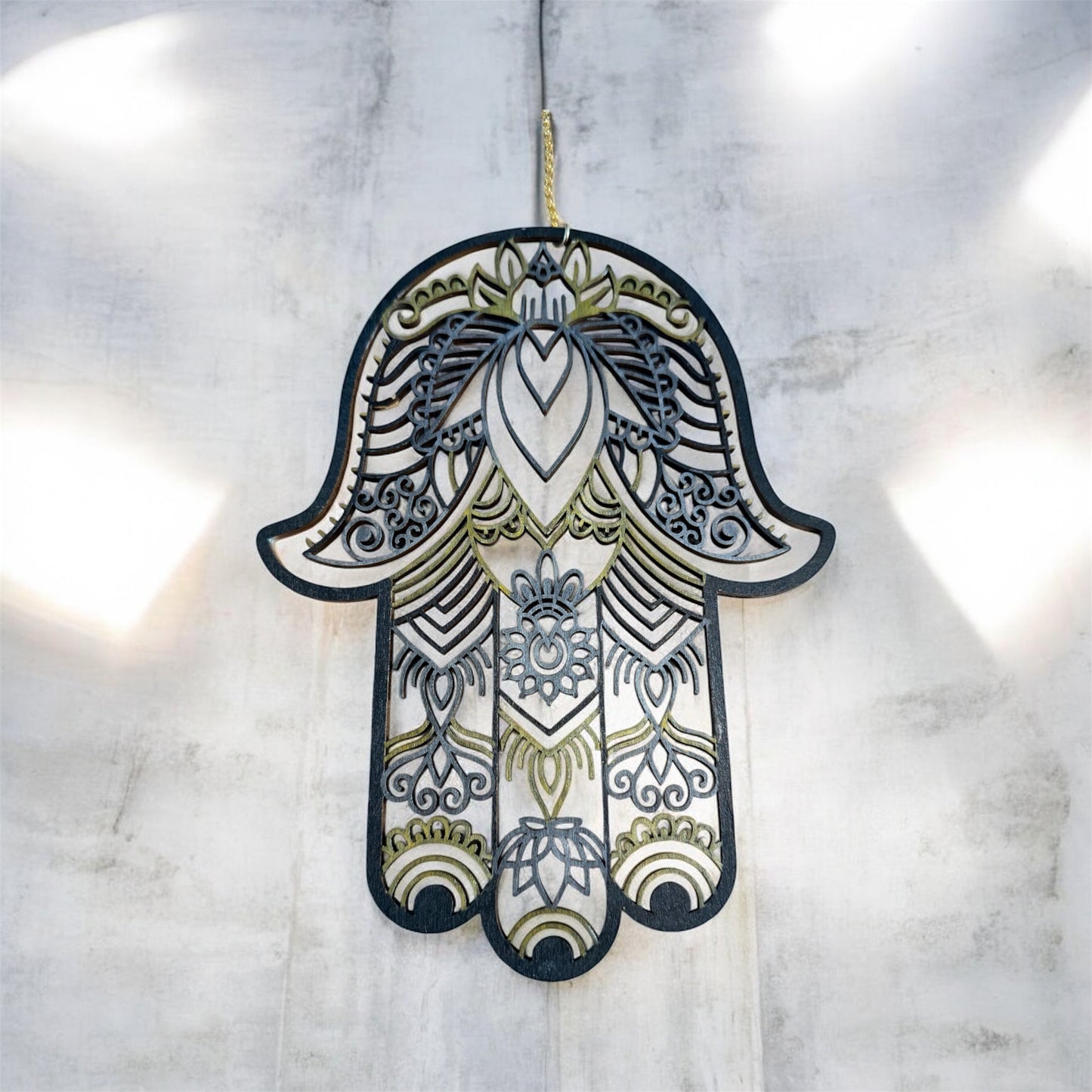 Hand-Painted Wood Hamsa