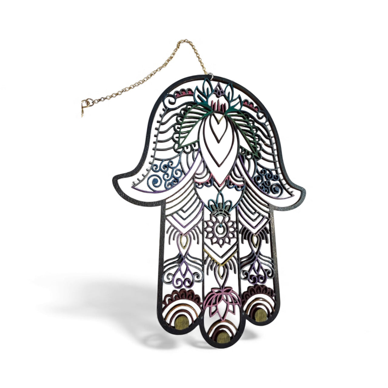 Hand-Painted Wood Hamsa