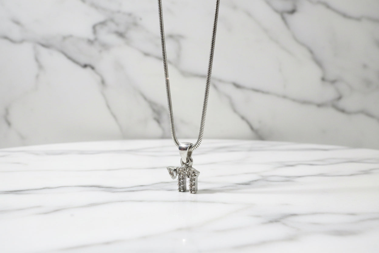 Sterling Silver & Cubic Zirconia Chai Necklace