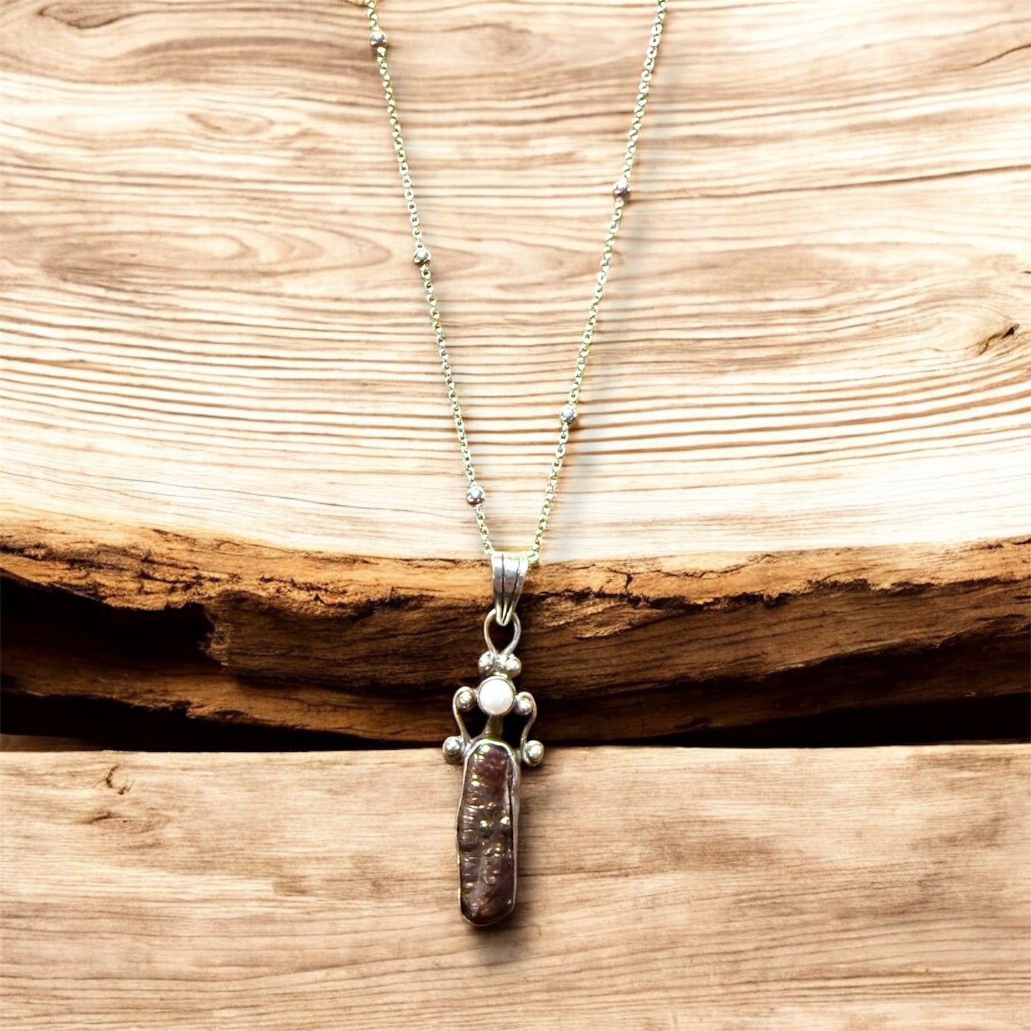 Vintage Sterling Silver Freshwater Pearl Pendant Necklace