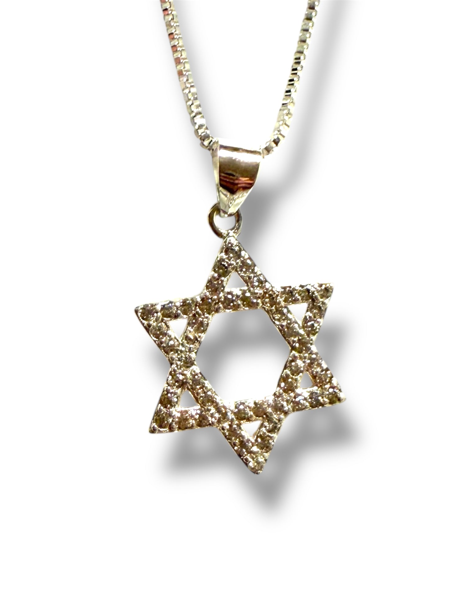 Sterling Silver Sparkly Jewish Star Magen David necklace