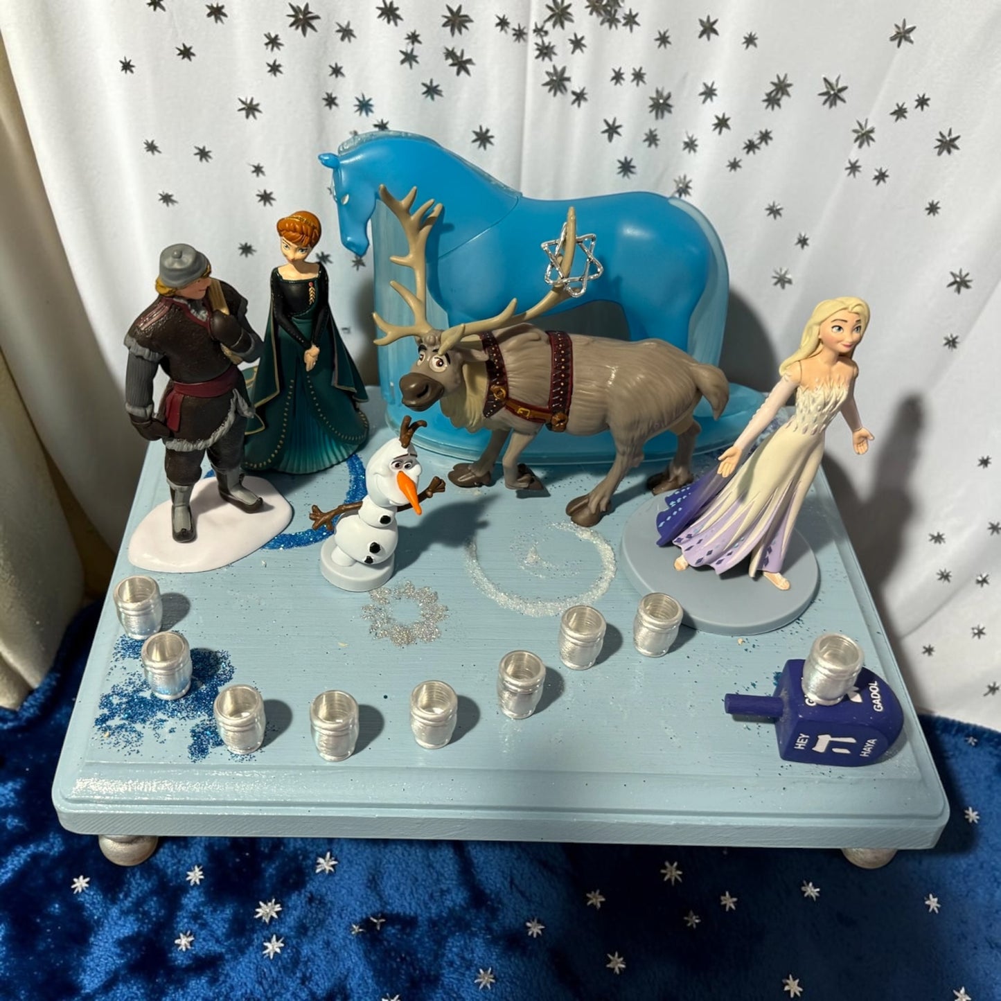 Frozen Menorah Princess Menorah Classic Disney Judaica Hanukkiah Anna and Elsa