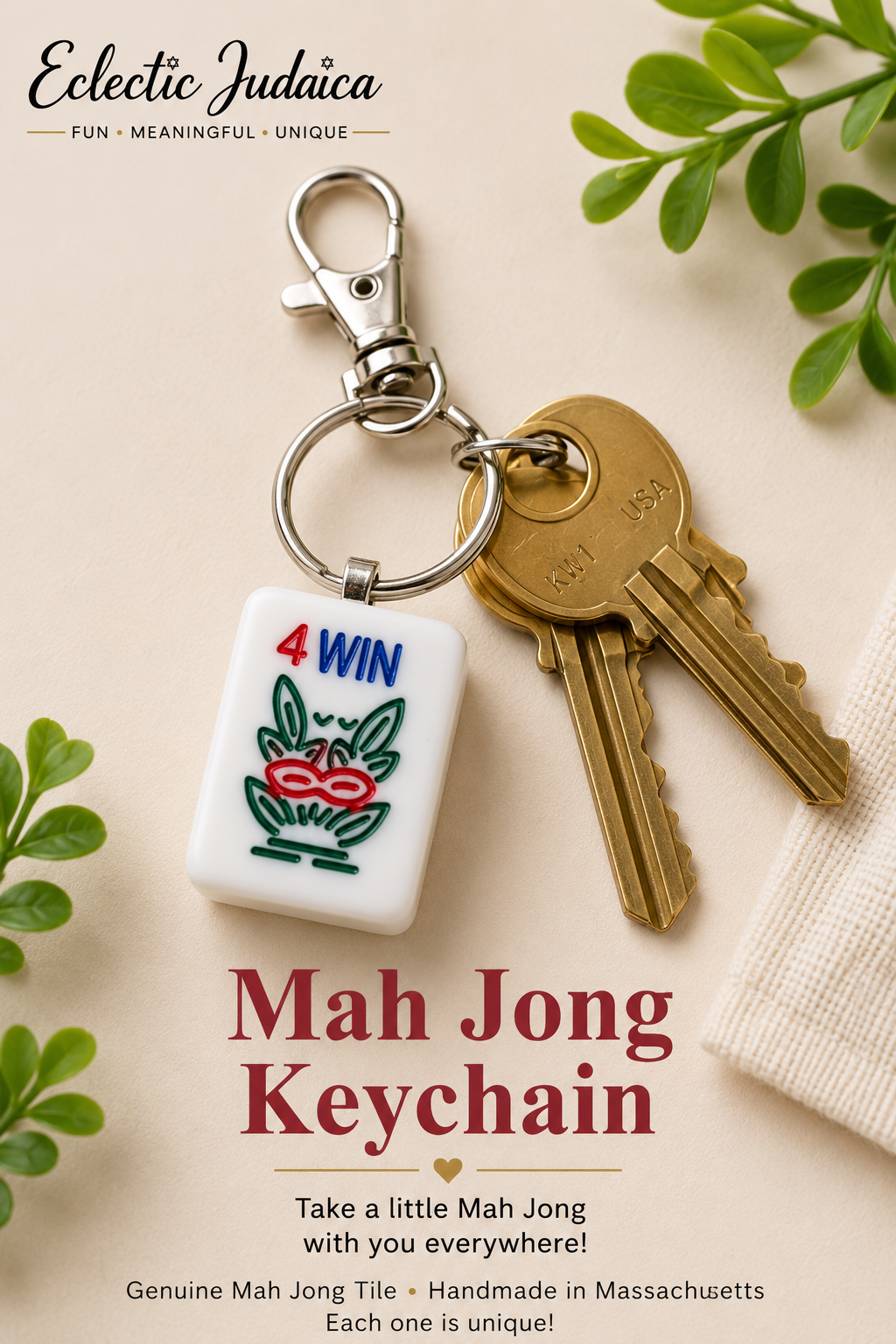 Genuine Mah Jong Tile Keychain
