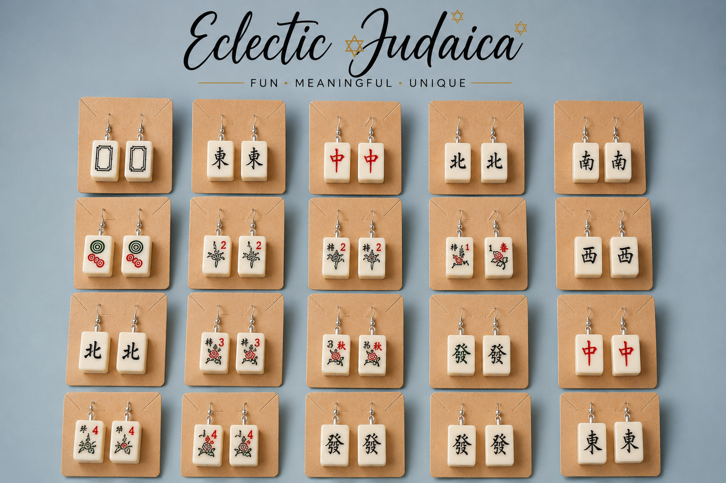 Genuine Mah Jong Tile Earrings | Mahjong Jewelry