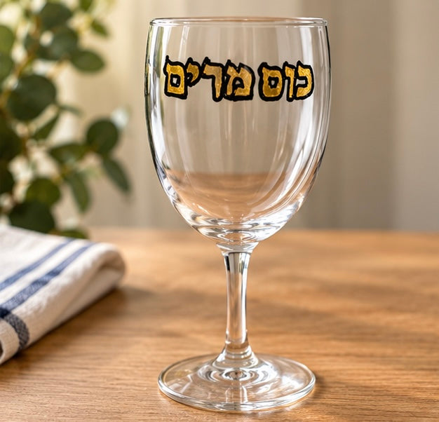 Hand-Painted Miriam’s Cup Wine Glass | Passover Judaica
