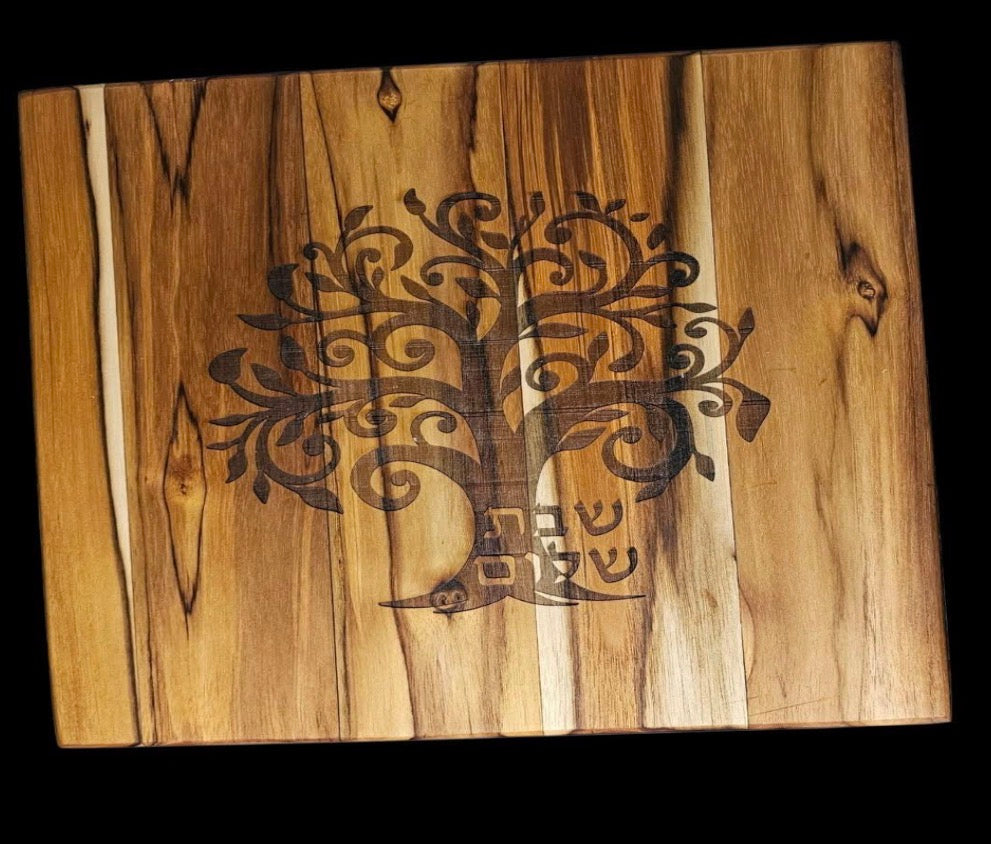 Teak Challah Board Shabbat Shalom Personalized